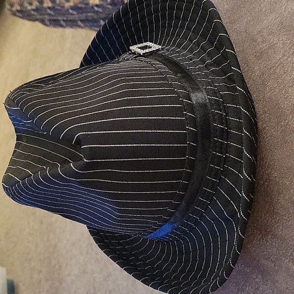 VTG 1980s GOLDBERG LLOYD Black Trendy Pinstripe Fedora Jazz Pimp Hat - Picture 2 of 8